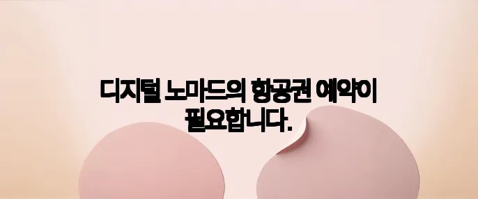 디지털 노마드의 항공권 예약이 필요합니다.
