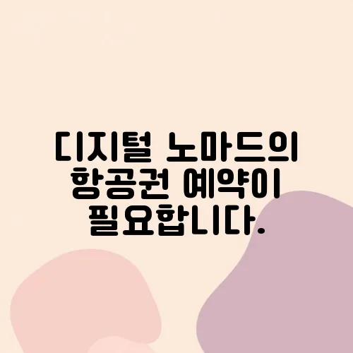 디지털 노마드의 항공권 예약이 필요합니다.