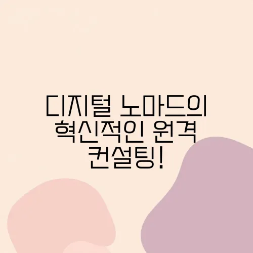 디지털 노마드의 혁신적인 원격 컨설팅!